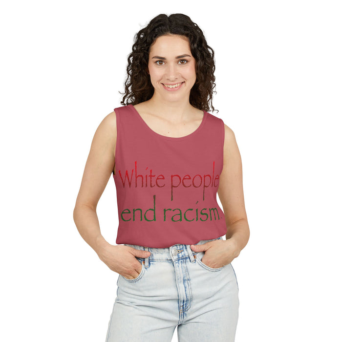 White People End Racism Cotton Tank Top