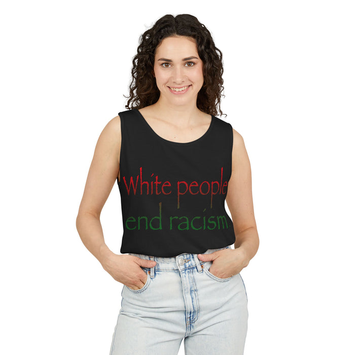 White People End Racism Cotton Tank Top