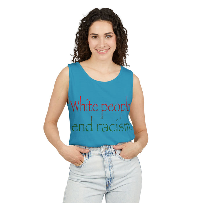 White People End Racism Cotton Tank Top