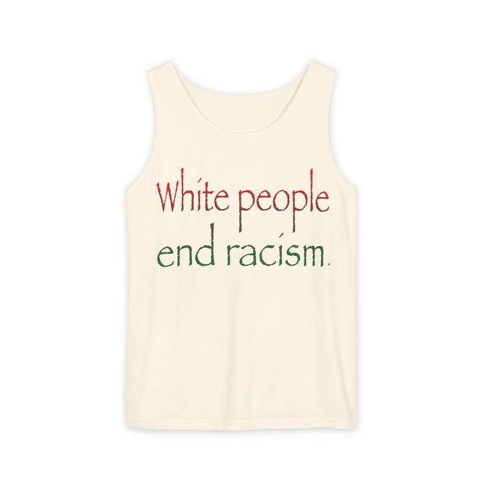 White People End Racism Cotton Tank Top