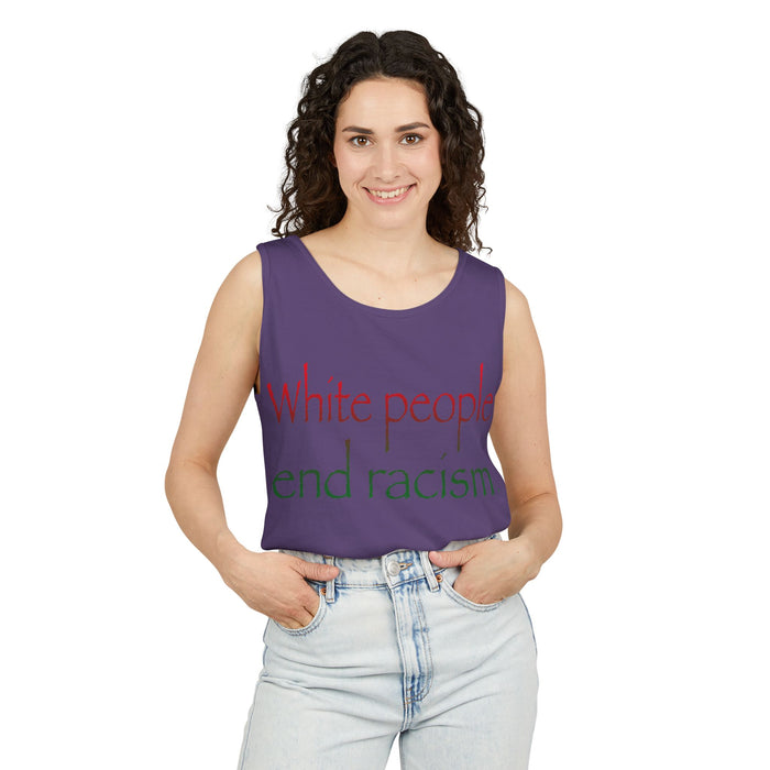 White People End Racism Cotton Tank Top