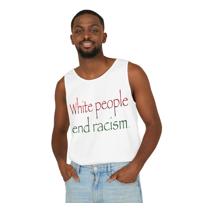 White People End Racism Cotton Tank Top