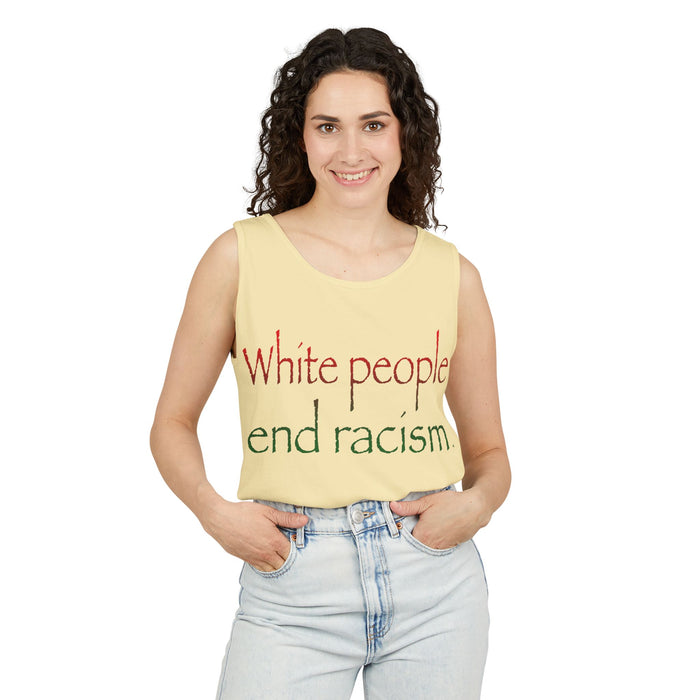 White People End Racism Cotton Tank Top