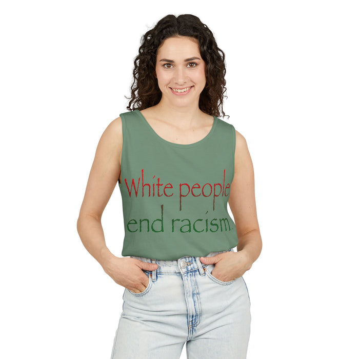 White People End Racism Cotton Tank Top