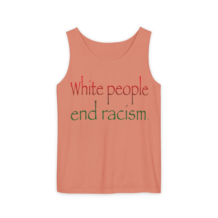 White People End Racism Cotton Tank Top