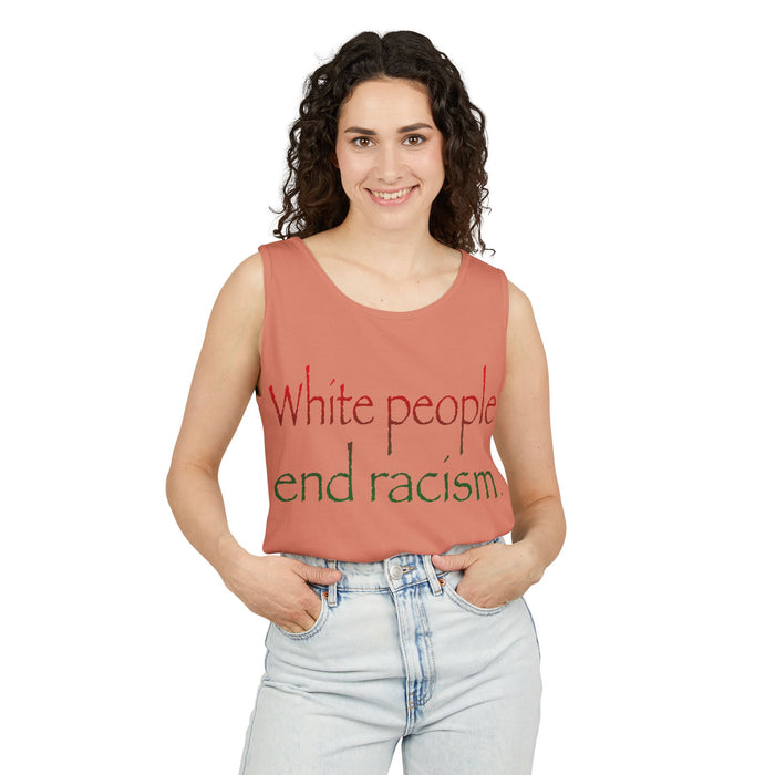 White People End Racism Cotton Tank Top