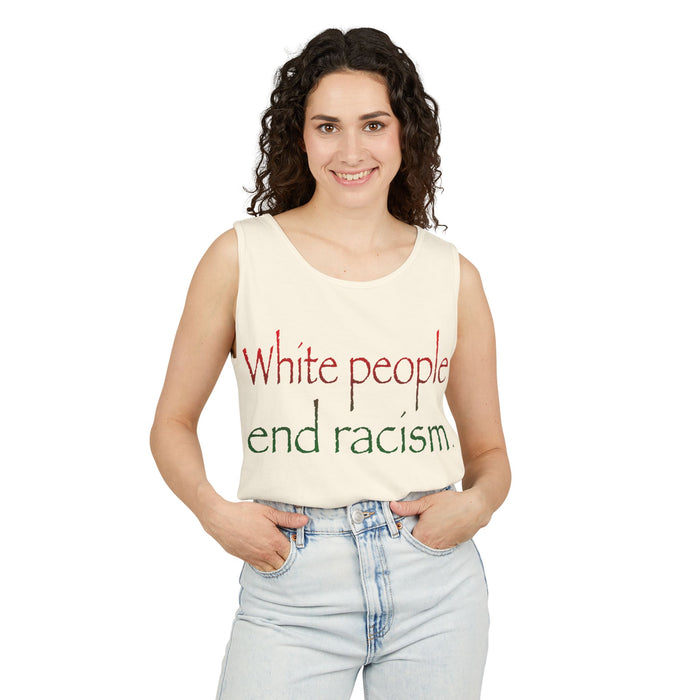 White People End Racism Cotton Tank Top