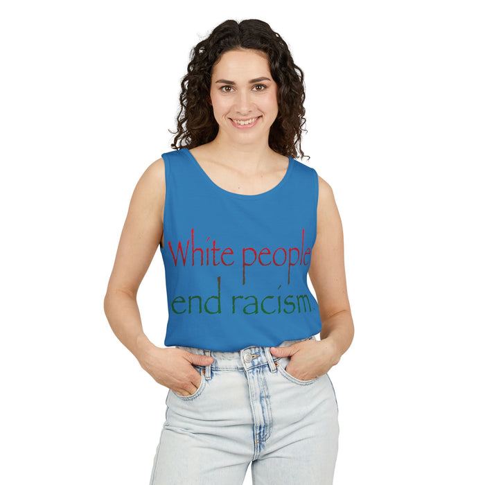 White People End Racism Cotton Tank Top